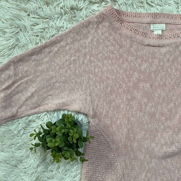 🎉HP🎉 Caslon Lace Up Sleeve Crewneck Sweater 💗 Light Pink - Picture 13 of 16